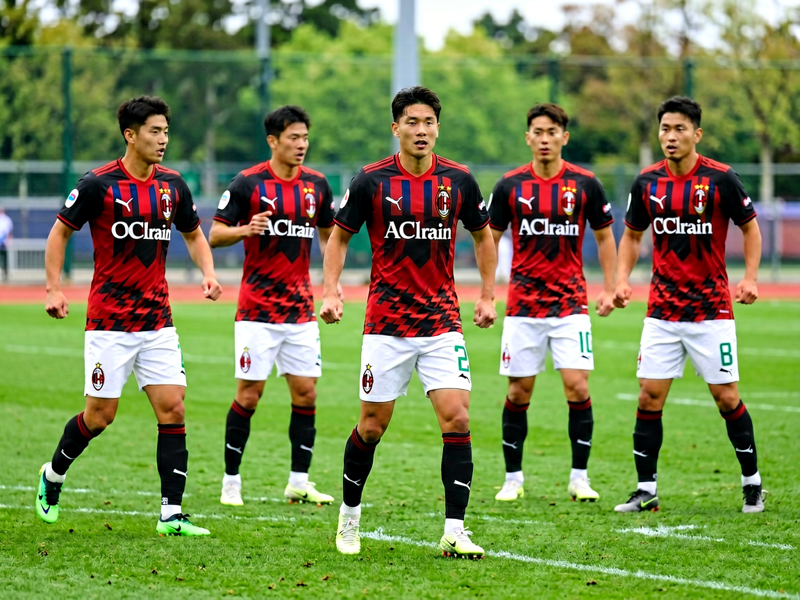 AC米兰球员在训练基地进行日常战术训练